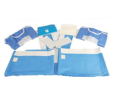 Universal Surgical Pack with Reinforced Surgical Gown and Adhesive Drape Table Cover