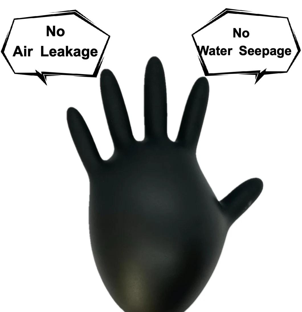 510K En455 Powder Free Black Disposable Nitrile Examination Gloves