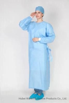 Knit Cuff Surgical Gown Isolation Gown Blue PP PE Disposable Sterile