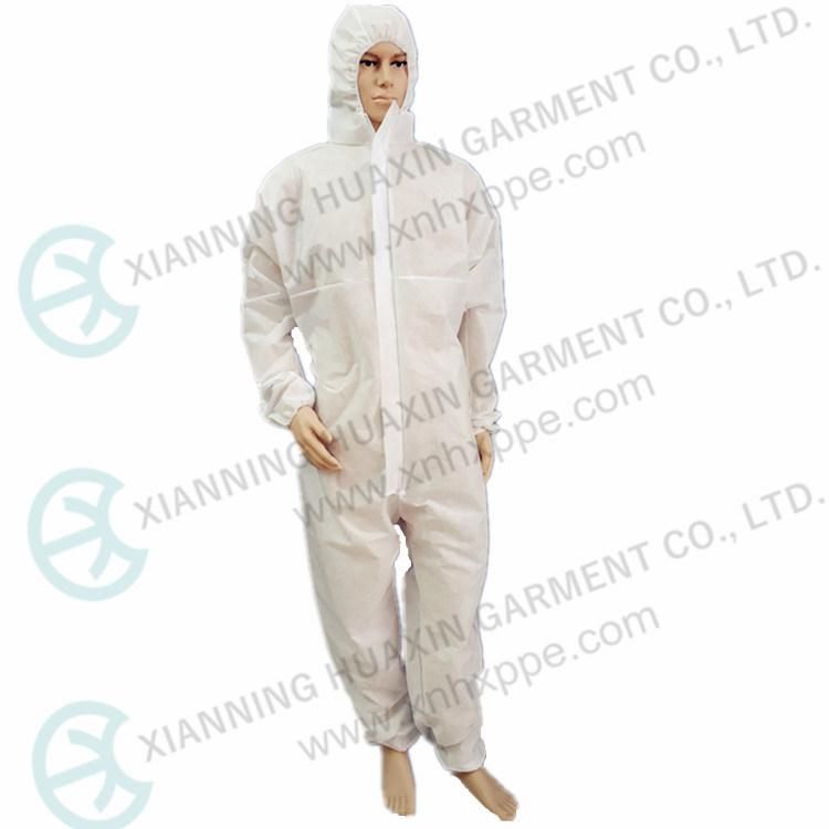 Type 5/6 White SMS Dust Proof Safety Workwear Anti Pneumonia Overalls Breathable Protective Clothing