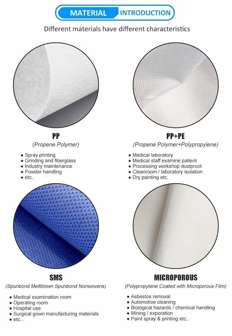 Non-Woven Fabric Supplies Materials Clothes Adult Surgical CE Isolation Gown for Safety Manufacture