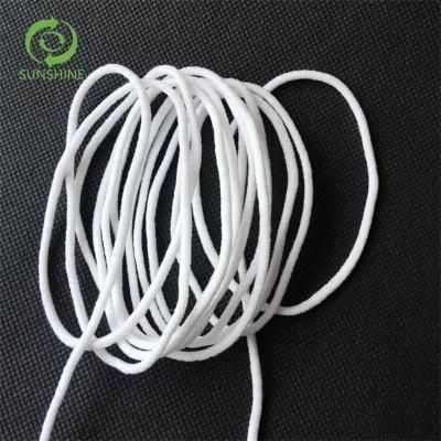 Round Flat Earloop Polyester Nylon Earloop Flat Elastic 3mm Soft White for KN95 3ply Masks