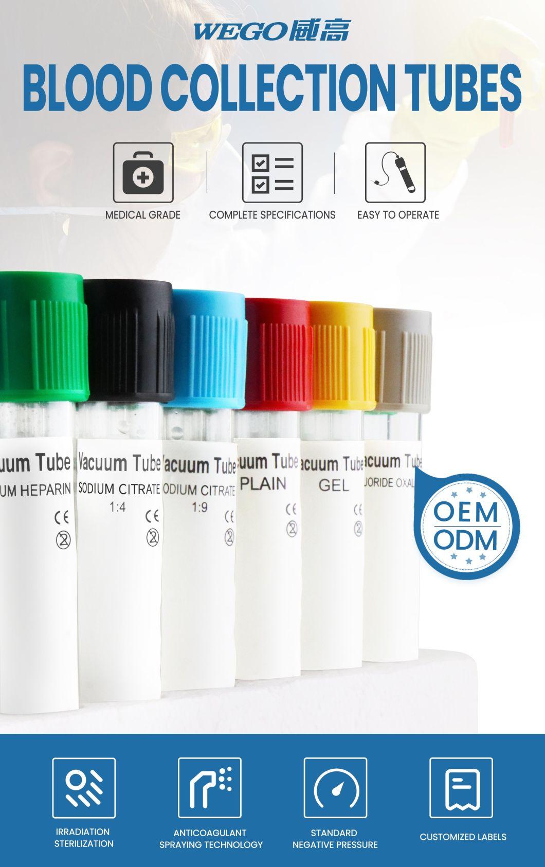 2021 Hot Sale Medical Disposable Vacuum Tube Plain/EDTA/Gel/Heparin Blood Collection Tube