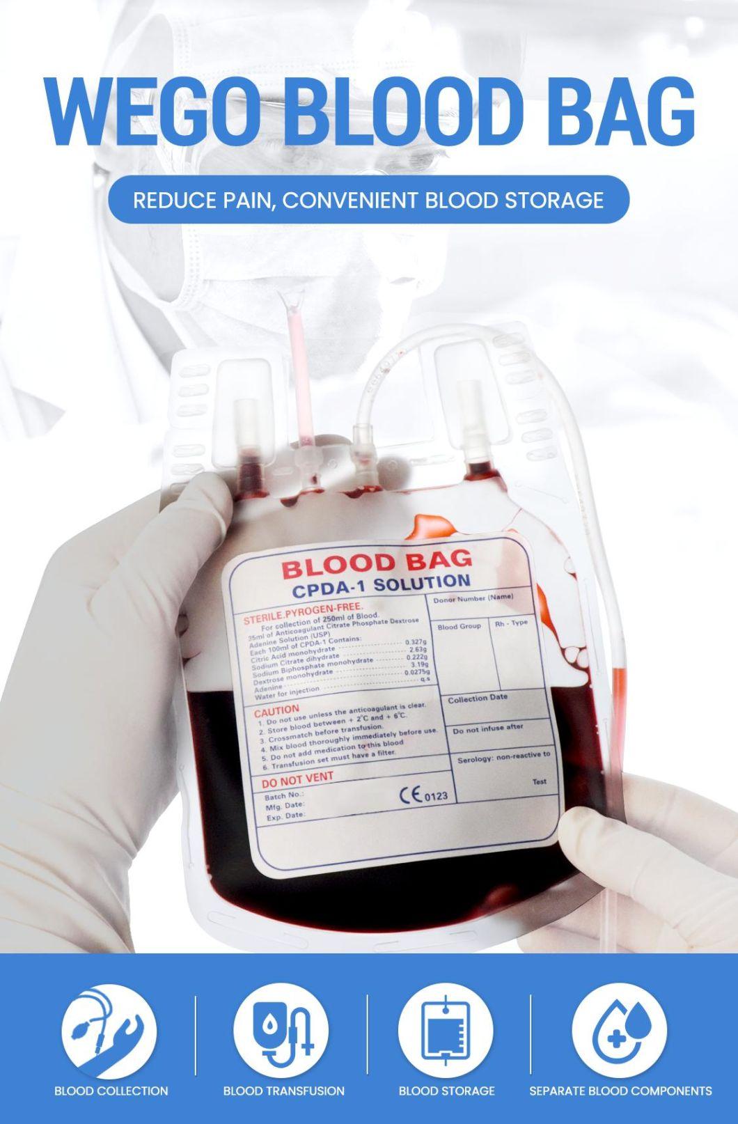 Manufacturers Medical Empty Single Double Triple 250ml 350ml 450ml Size Collection Transfusion Blood Bags for Sale