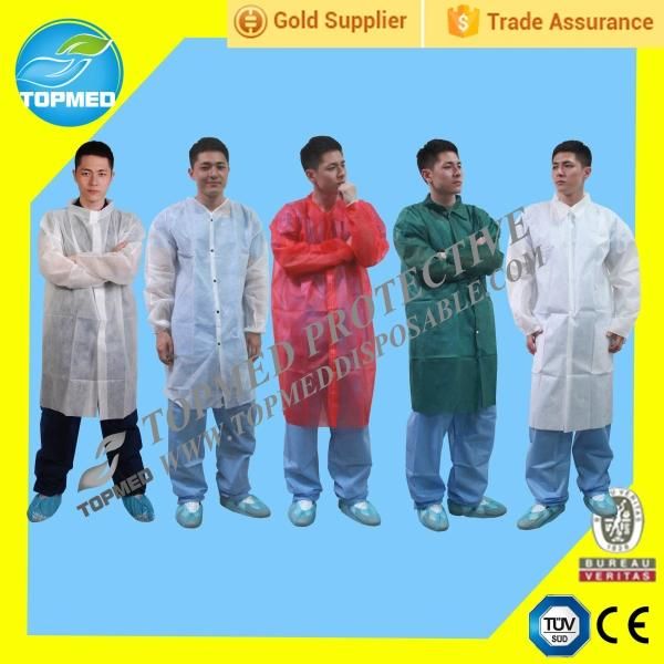 Disposable SBPP Lab Coat, Dotcot Coat, Nonwoven Lab Gown