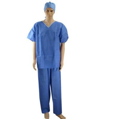 Nonwoven Medical Surgical Sterile Hospital Disposable Clothing V-Shape Collar Patient Gown Split Type