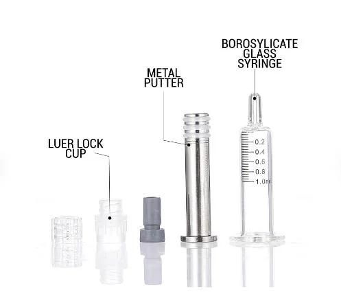 1ml Long Empty Lure Lock Glass Syringes Lure Cap with Plastic Plug Customize Packaging Injection Glass Syringe