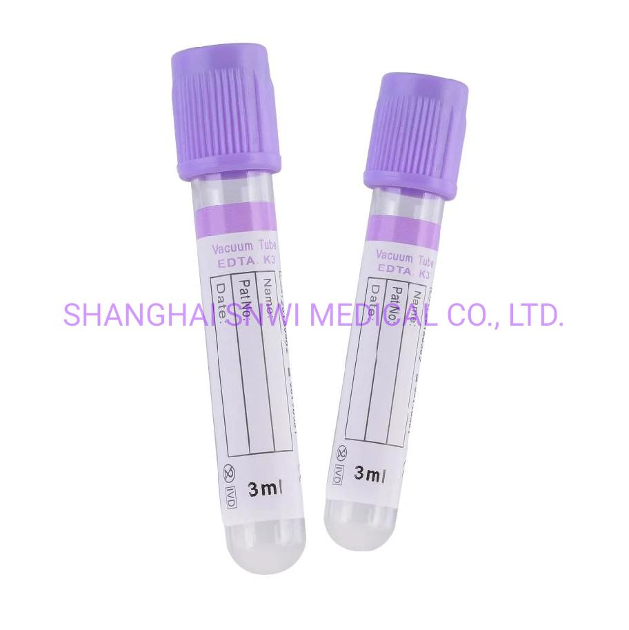 Medical Disposables Sterile Plastic Glass Purple Cap Vacuum Blood Collection Tube 5ml K2 K3 EDTA Tube