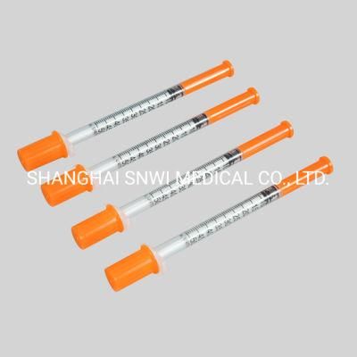 Medical Sterile High Quality Disposable Orange Insulin Set 0.3ml 0.5ml 1ml Insulin Syringe