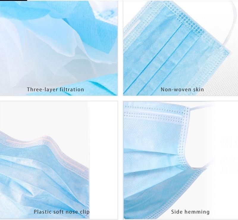 High Quality Outdoor Protective Disposable Non Woven 3ply Face Mask