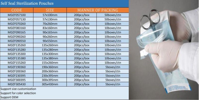 90*260mm Self Sealing Sterilization Pouches for Dental Clinic