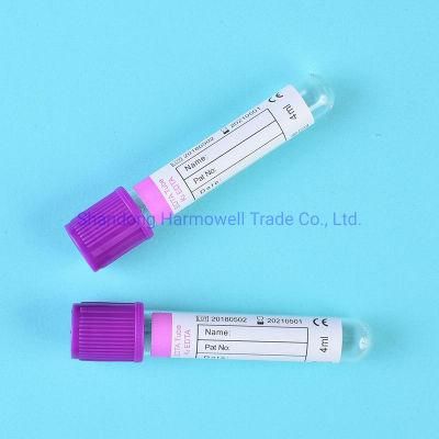 Medical Disposable K2 K3 EDTA Tube Lavender Vacuum Blood Collection Tube