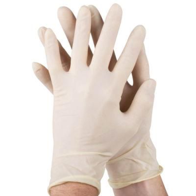 Disposable Non-Sterilized Waterproof Transparent Latex Examination Gloves with Powder