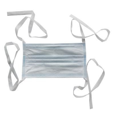 ISO13485 Exporter High Filtration Lab Cleanroom Surgeon Disposable Filter Paper Tie-on Hospital Protective Face Mask with Long Band