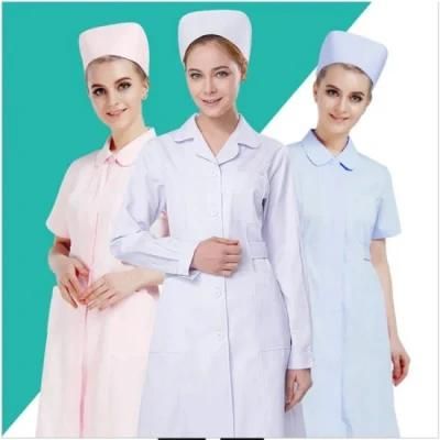 Fashion Top Quality Short Sleeve Print Logo Medical Doctor Nurse Hospital Uniforms White Lab Coat