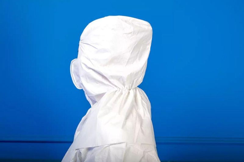 Disposable Medical White Shawl Cap Hood 60g Non-Woven Fabric