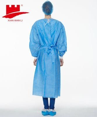 AAMI Standard Gown Disposable Medical Isolation Gown SMS Waterproof Blue