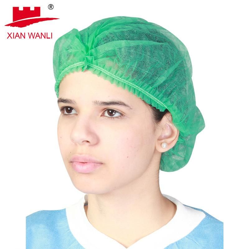 Good Quality Blue Disposable Pleated Head Mob Cap