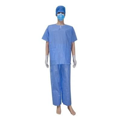 Medical Non Sterile SMS Disposable Scrub Suit Hospital Scrubs Uniform for Doctors Non Woven Scrub Shirts and Pants