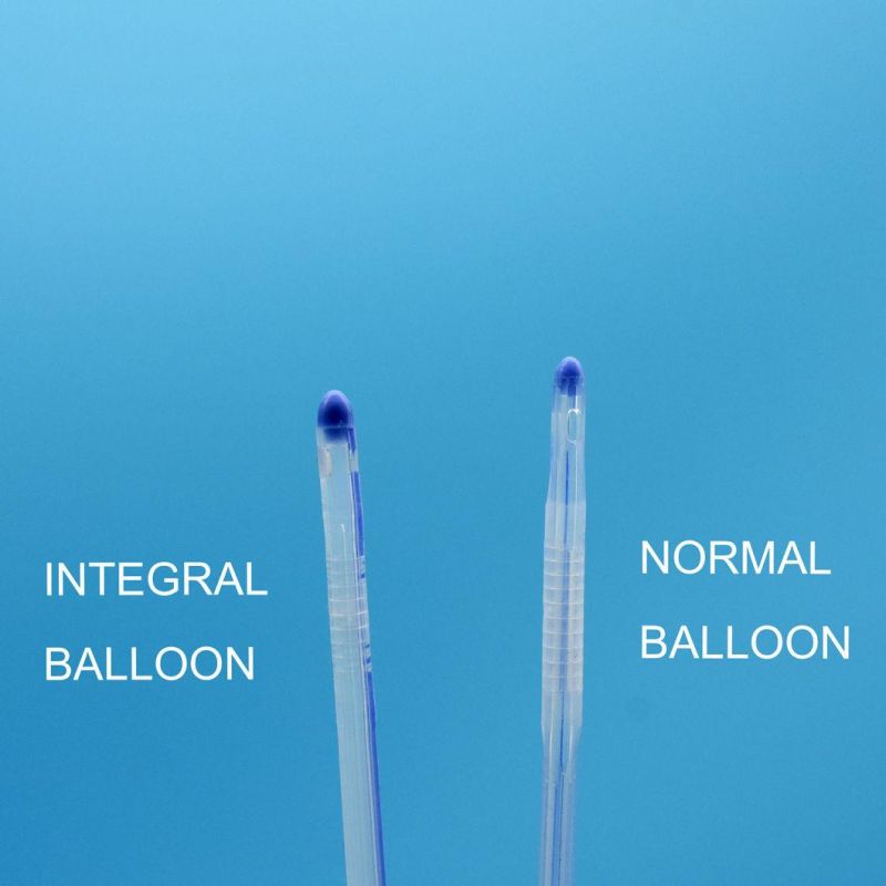 Integrated Balloon Silicone Foley Catheter with Tiemann Tip, Open Tip, Round Tip, 2 Way, 3 Way Uretheral or Suprapubic Use Factory