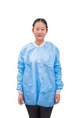 Wholesale Different Size Non-Woven Blue PP with Knit Cuff Disposable Isolation Gown