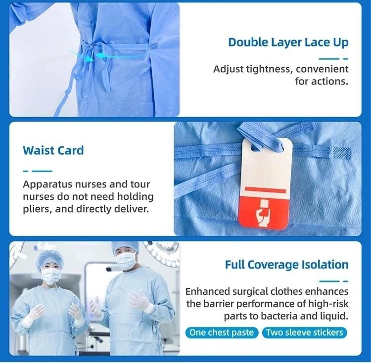 Hospital Disposable Gowns Non Woven Fabric for Disposable Surgical Gown