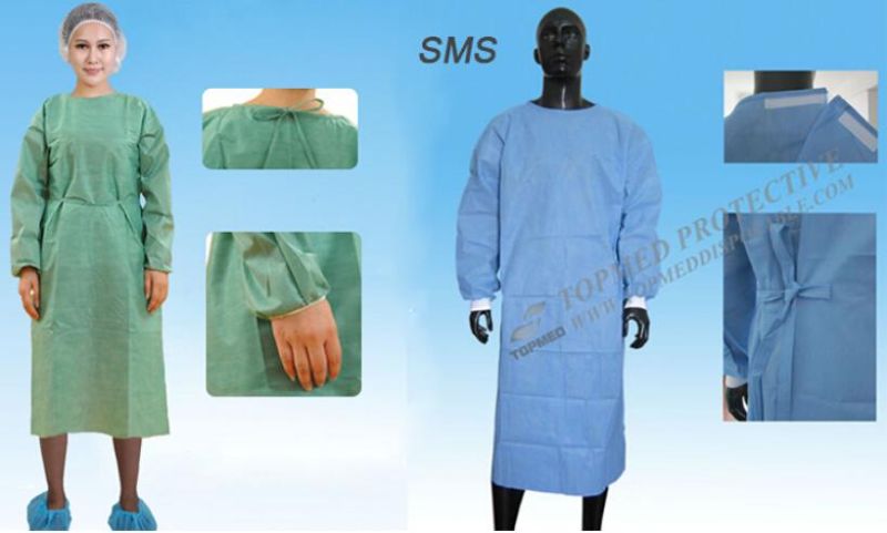 Nonwoven Hospital Patient′s Gown for Adults with Short Sleeves