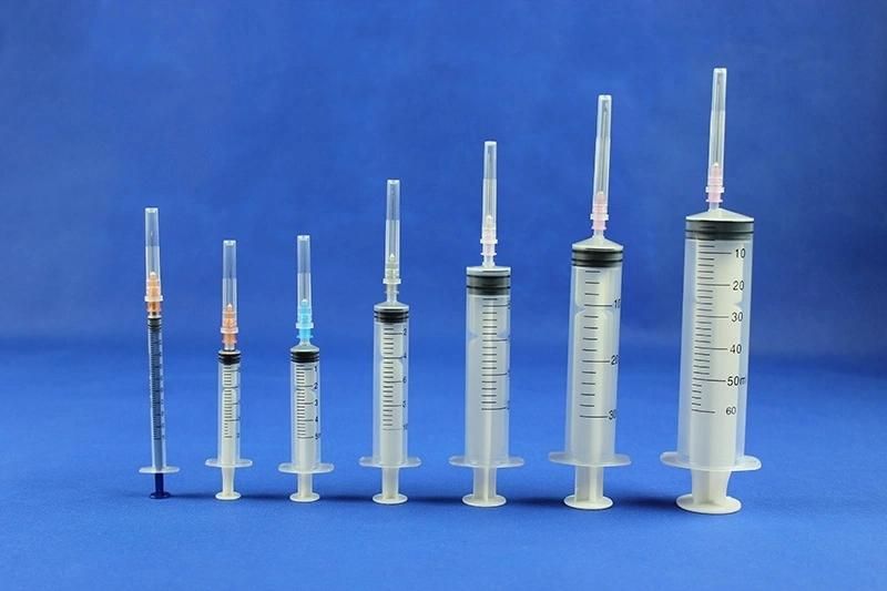 Medical Disposable Plastic Luer Lock 0.5ml 1ml 2ml 3ml 5ml 10ml 20ml 50ml Syringe with Needle