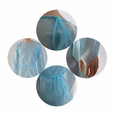 Disposable CPE Apron CPE Isolation Gown with Thumb Loop