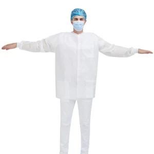 Disposable Non Woven PP/SMS Lab Coat Lab Jackets with 5 Buttons and 3 Pockets