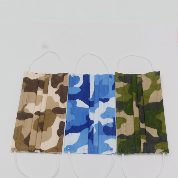 Custom Disposable Adult Printed Mask Cartoon Three-Layer Protective Camouflage Dust Face Mask