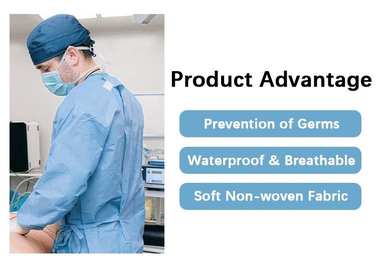 High Quality AAMI Level 3 Surgeon Gown Surgical Medical Doctor Gowns Sterile Spun Lace Surgical Gown for Hospital