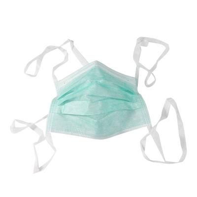 CE 510K Disposable Tie on 3ply Blue Non Woven Protective Face Mask Surgical Face Mask with Straps