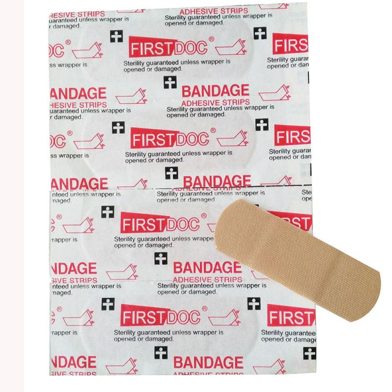 Medical Supply Adhesive Tape 56X19mm Elastic Fabric Band-Aid Comfort-Flex Adhesive Bandages-Plastic Tan Color