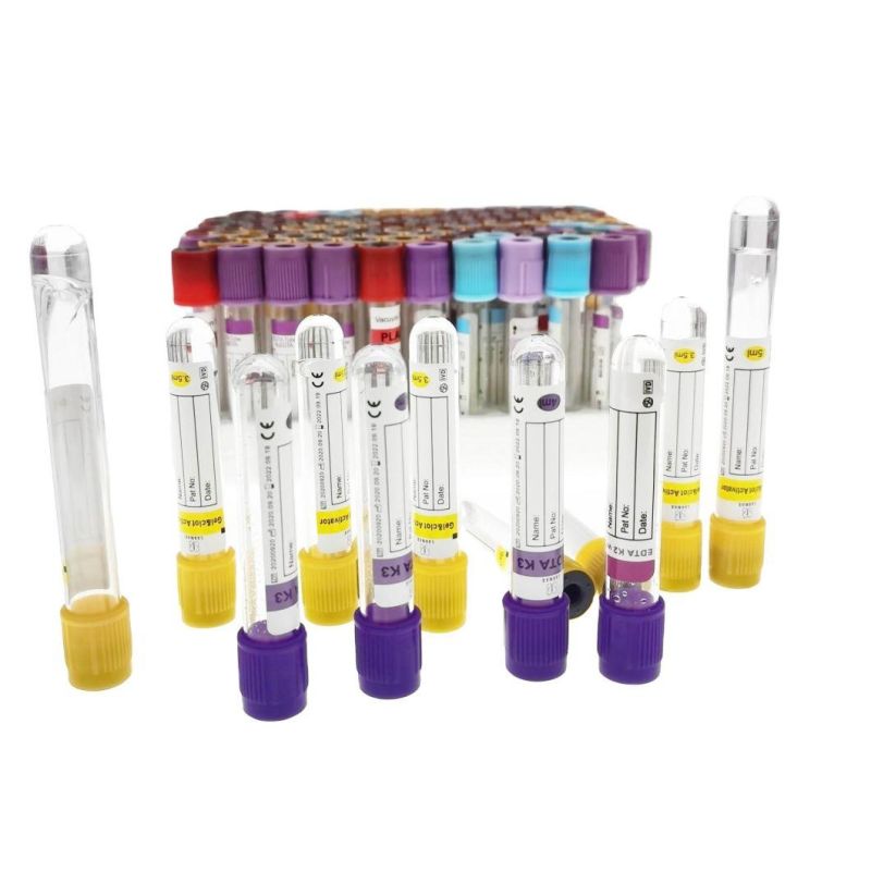 Disposable EDTA Blood Collection Vacutainer Tube 2ml 3ml K2/K3 EDTA Glass or Pet Purple Tube