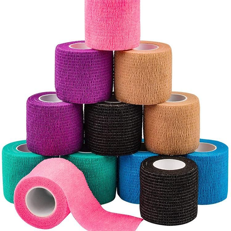 Medical Supply Non Woven Cotton Easy Tear Self Adhesive Vet Wrap Adhesive Elastic Cohesive Bandage