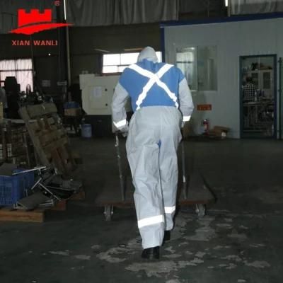 Type 5-6 White Microporous with Blue SMS Protective Clothing for Mine