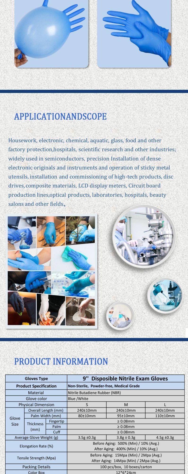 CE and FDA Certified Gloves Disposable Nitrile Tattoo Gloves