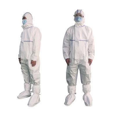 Hazmat Suit En14126 Type5b/6b Work Suits for Safety PP PE Medical Disposable Protective Clothing