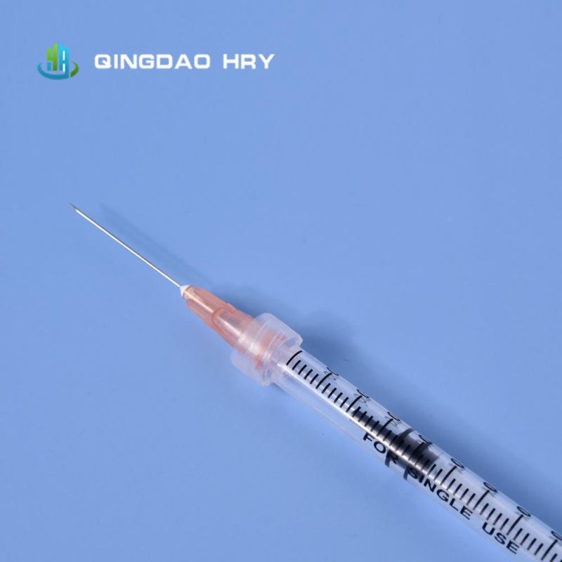 Disposable Vaccine Syringe 1ml Luer Lock Vaccine Injector Medical 3-Part Syringe with Needle 1cc 3cc