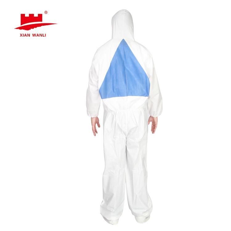 Professional Safety Taped Disposable Waterproof Suit Coverall with Attached Hood Elastic Cuff and Reinforced Seam 1 Pack