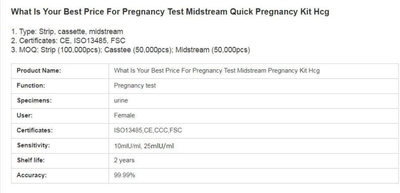 HCG Pregnancy Test HCG Blood Test Kit for CE Mark