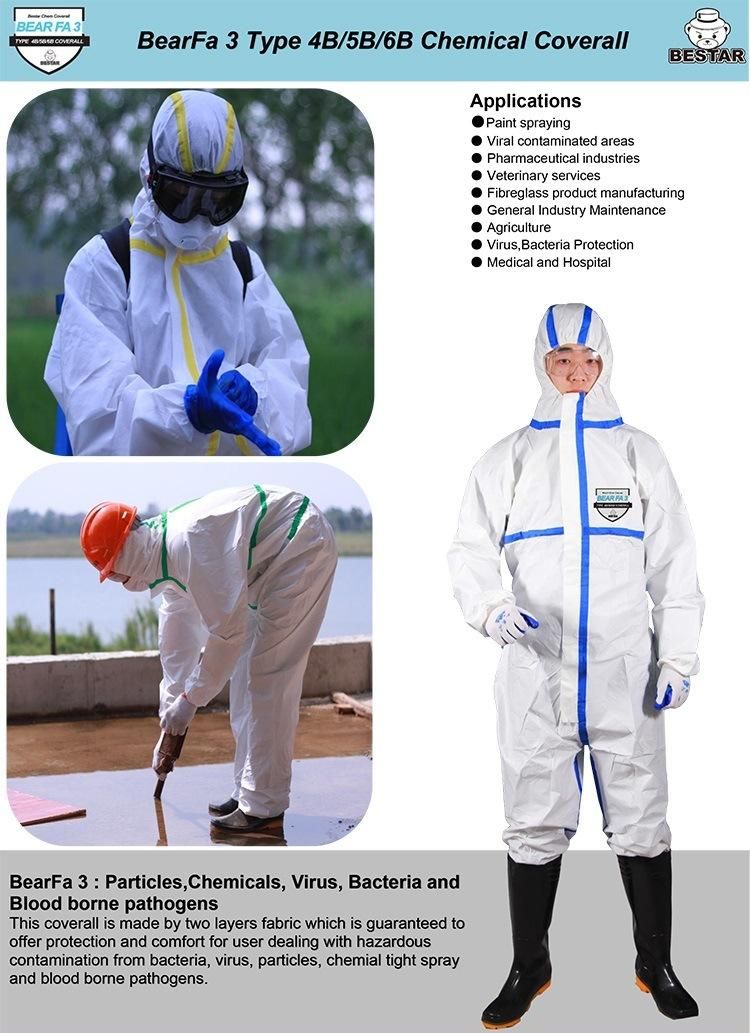 Nonwoven Anti-Blood Type 4b/5b/6b Microporous Film Coverall for Medical