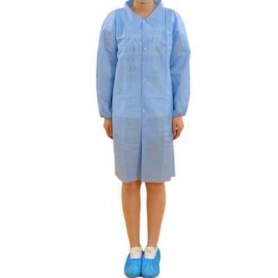 Hook&Loop Lightweight Disposable PP Lab Coat with Elastic Cuff