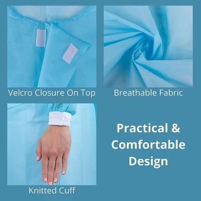 Level 2 Disposable Isolation Gown, Tie Back and Front, Knitted Cuffs