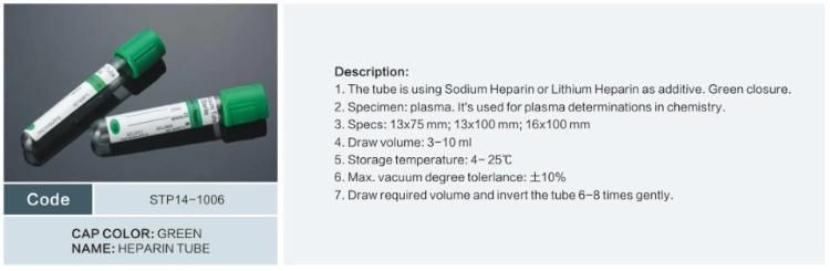 Hospitla Disposable Medical Vacuum Tube Vacuum Blood Collection Tube