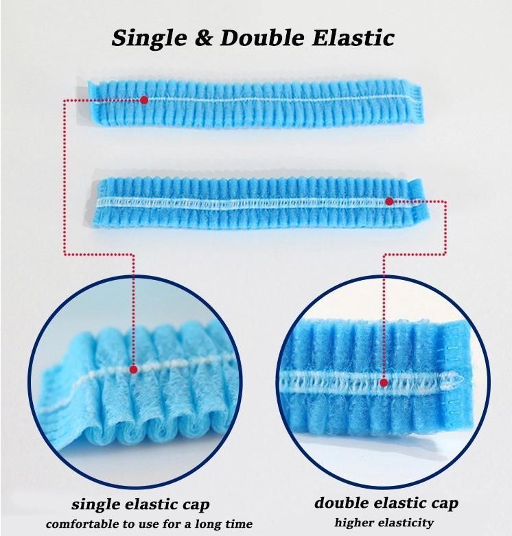 Non Woven Double Elastic Surgical Head Hair Cover Nonwoven Disposable Hair Net Cap Clip Caps Medical Bouffant Cap