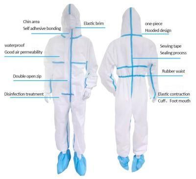 Nonwoven Coverall, Tyvek Clothe, Protection Suitable Hospital Coverall and Gloves, Disposable Protection Coverall Shoes and Hat Cover