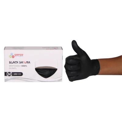 Vinyl Examination Glove Powder Free Black Medical Grade Disposable