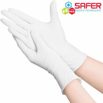 Non Sterile Disposable White Color Nitrile Exam Gloves